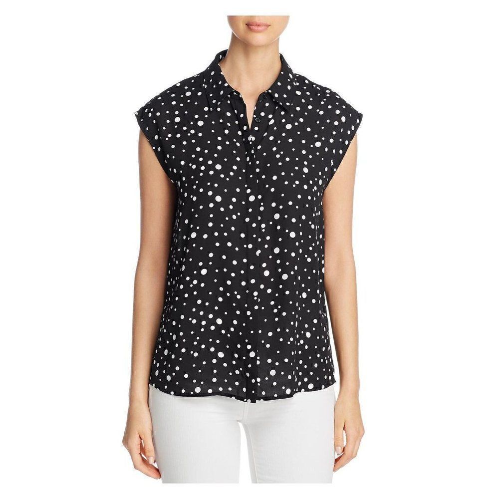 Marled Reunited Clothing Elegant Sheer Polka Dot Blouse Size L Black/White